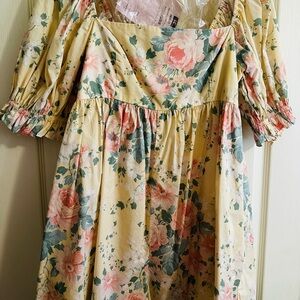 Selkie floral romper in Yellow and Pink